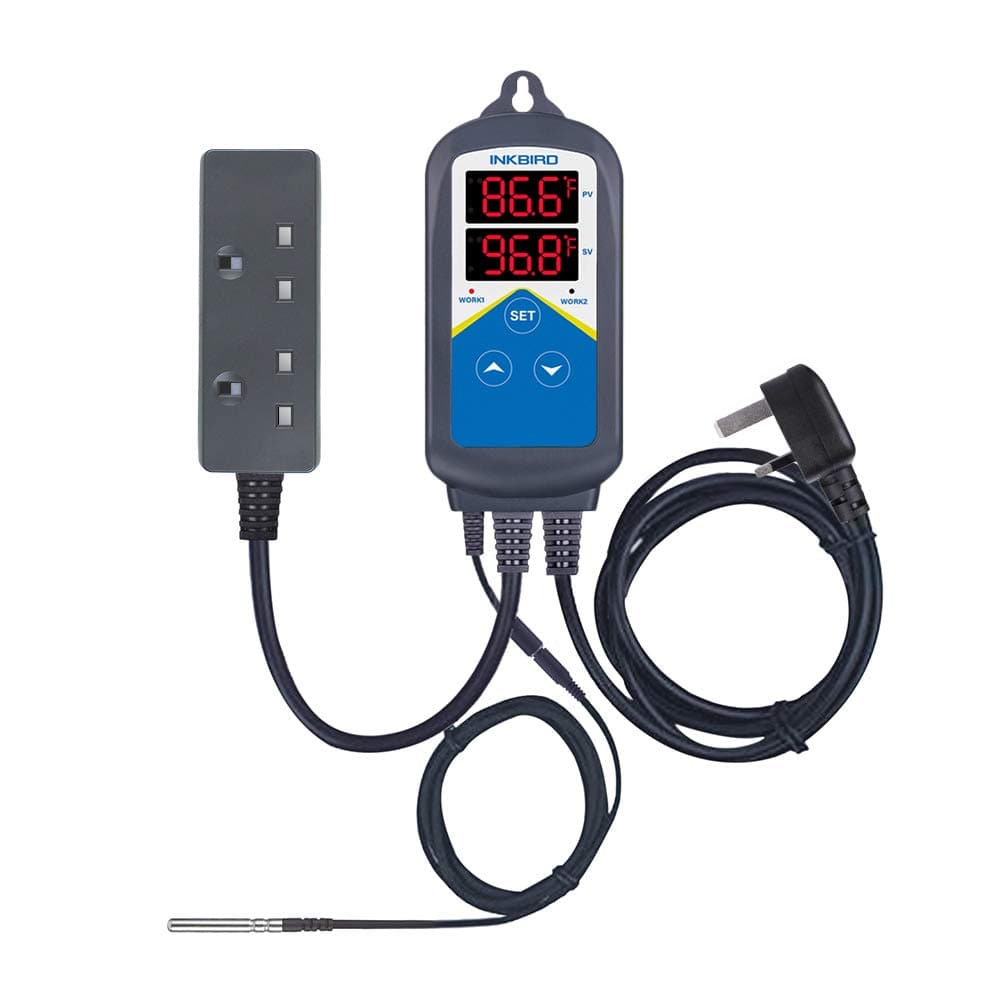 ITC-306 Dual Relays Plug Digital Temperature Controller Heating Thermostat 24 Hours Day Night Cycle Timer 3 Pins UK Socket (ITC-306T + Standard Probe)