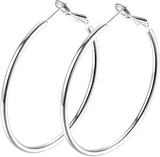 Gold Hoop Earrings,18K Gold Plated Rounded Hoops Earrings for Women