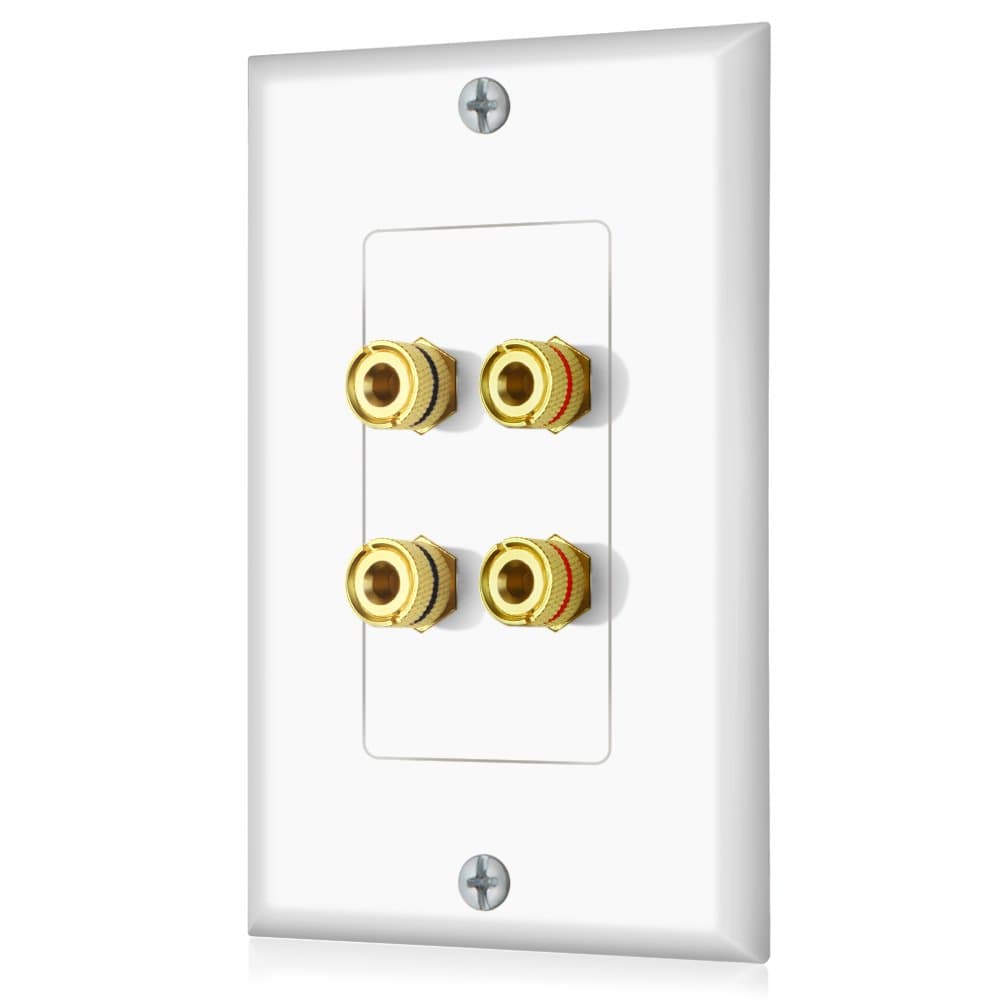 Banana Binding Post Two-Piece Wall Plate for 2 Speakers