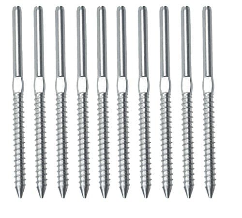 10 X Lag Swage Screw End Fitting Threaded Stud Terminal for 1/8" Cable T316 Hand Swage Cable Railing