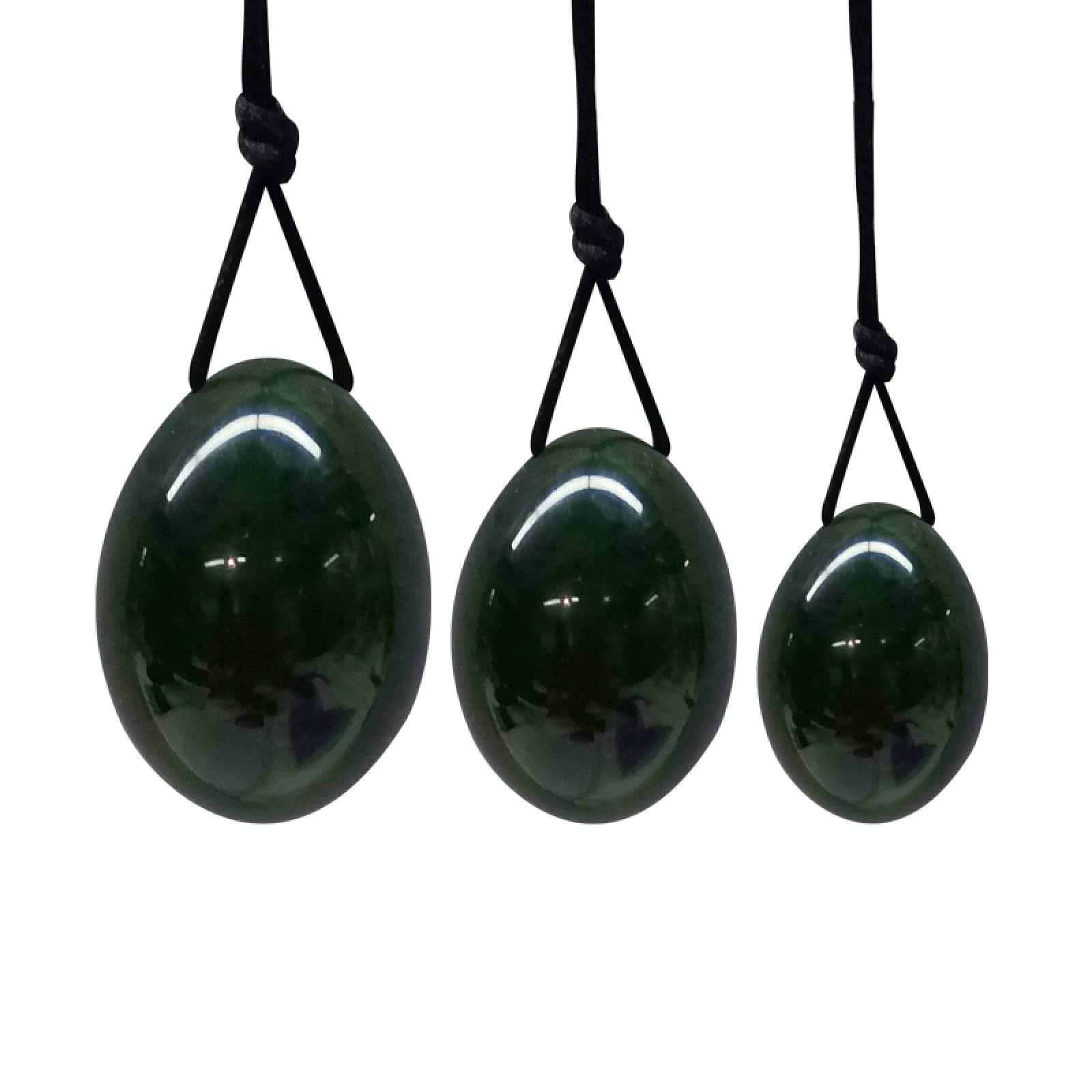 3pcs Nephrite Jade Eggs for Women Exercise Jade Egg Set Drilled Massage Stone Natural Stone