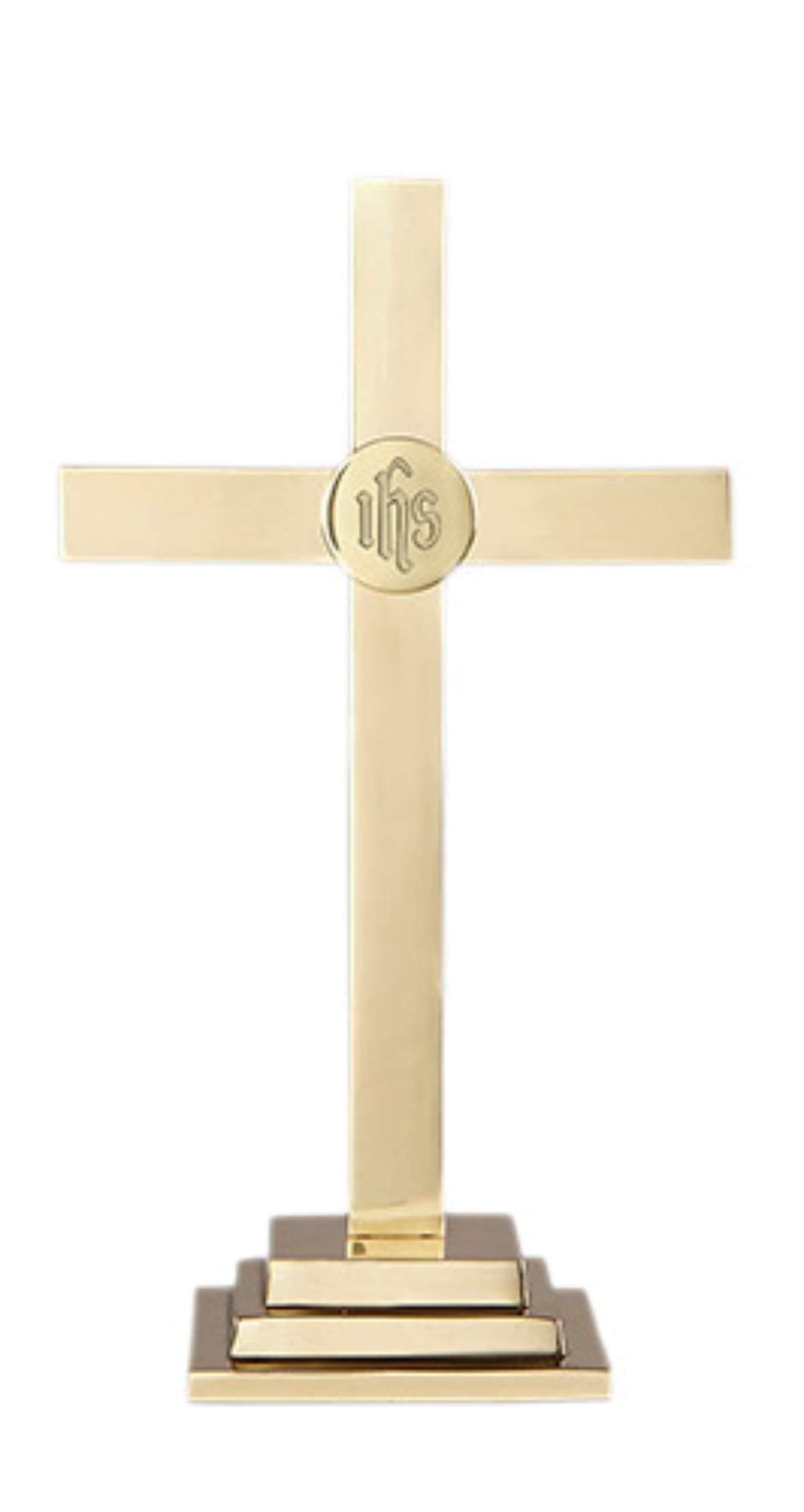 24 Inch Altar Cross - Square Base - Made of Solid Brass