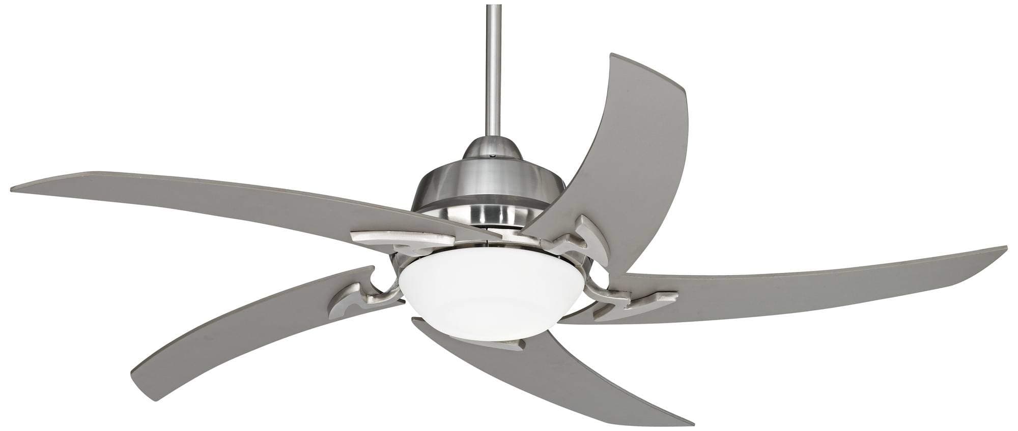 52" Capri Modern Indoor Ceiling Fan with LED Light Remote Control Brushed Nickel Silver White Opal Glass for Living Kitchen House Bedroom Family Dining Home Office Kids Room - 6" Downrod