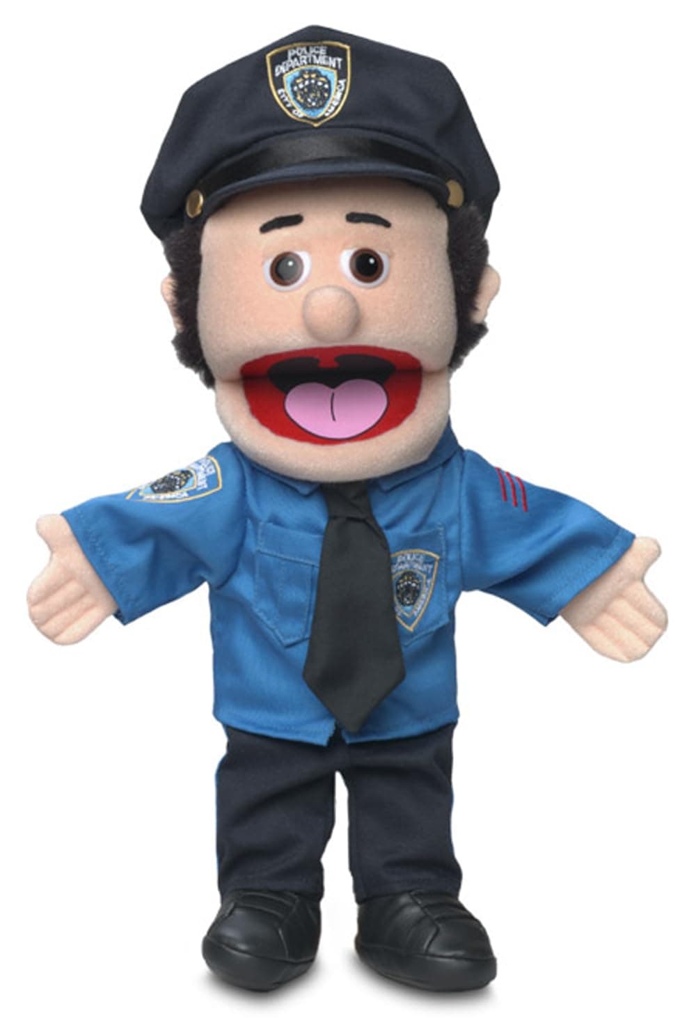 14" Policeman Puppet, Blue, Hand Puppet, Polyurethane Foam, Ages 3+