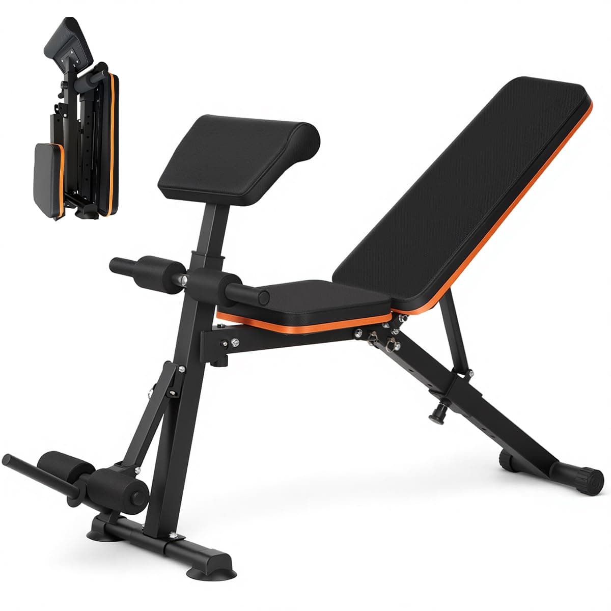 Foldable Multi-Functional Gym Bench Adjustable Weight Bench Roman Chair Adjustable Situp Decline Flat Bench for Hyper Back Extension, Full-Body Workout