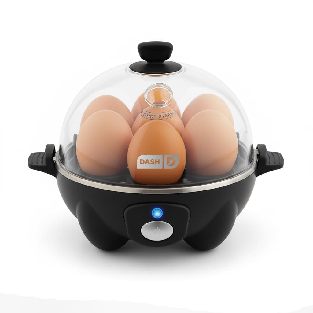 Dash Rapid Egg Cooker - Boiler, Poacher & Steamer - Includes Measuring & Recipe Guide - Dishwasher Safe - BPA Free - Holds 7 Eggs, Black