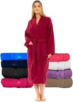 CICKTowelling Bath Robe Premium Quality Bathrobes for Women Highly Absorbent 100% Cotton Shawl Design Perfect for Men & Women in Loungewear and Gifts