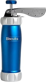 Marcato 8307BL Atlas Deluxe Biscuit Maker Press, Made in Italy, Stainless Steel, Blue, Includes 20 Cookie Disc Shapes