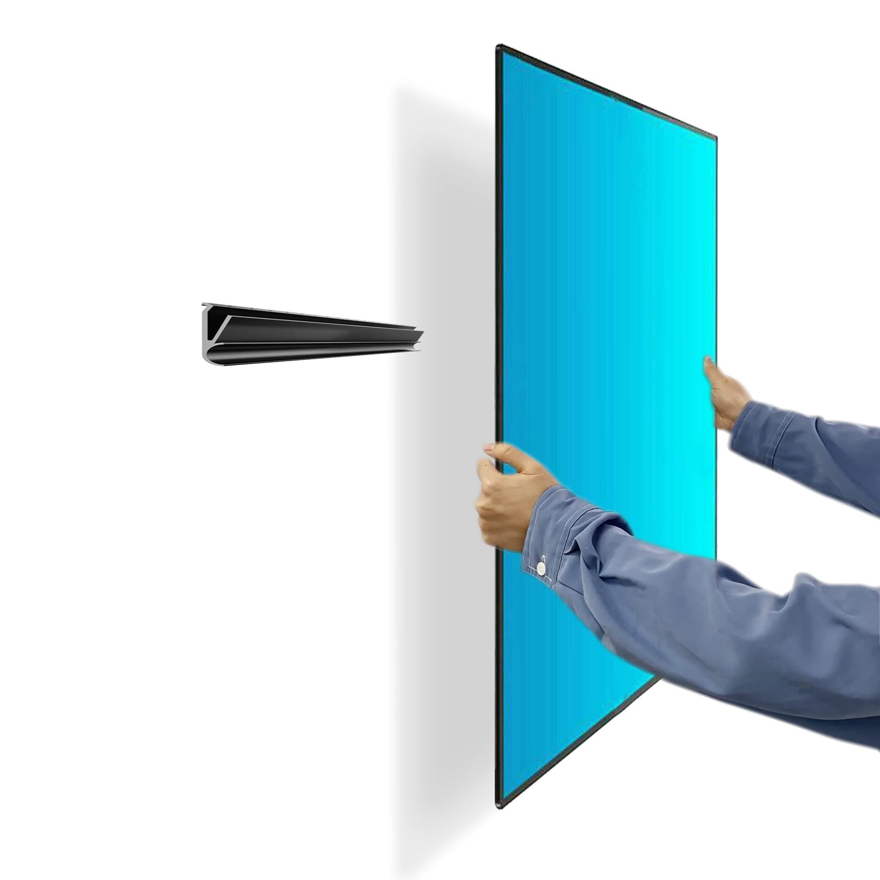 No Stud TV Wall Mount, Drywall Studless Hanger - No Damage, No Drill, Non Screws, Easy Install Bar Bracket for Flat Screen 12-55 Inch TVs up to 99 lbs, VESA Compatible, Hardware Levels Included