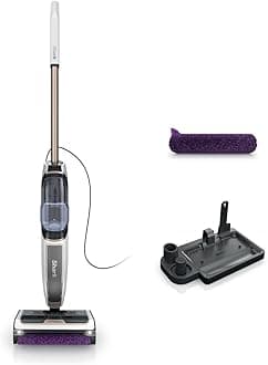 Shark SteamPickUp 3-in-1 Steam Mop for Hard Floors, Chemical-Free Cleaning, Cleans & Separates Wet & Dry Debris, 420ml Capacity, Inc. Extra Brush-roll, Storage Dock & Brush-Roll Holder, White SD200UK