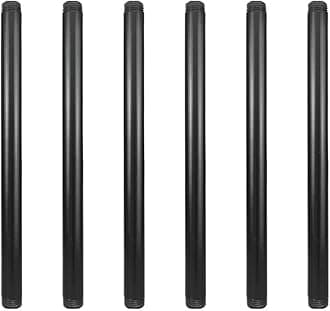 GeilSpace 6 Pack 1/2" × 12" Pre-Cut Black Metal Pipe, Industrial Steel Fits Standard Half Inch Black Threaded Pipes and Fittings - Vintage DIY Industrial Shelving (1/2" × 12")