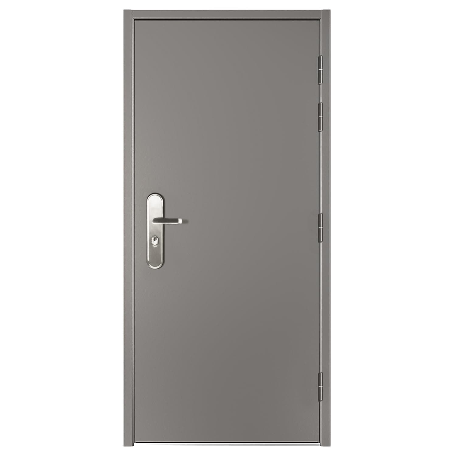 Quick Mount Steel Security Door with Frame and Hardware, Gray Right Side-Hinged Outward, 43 5/16" - 45 11/16" Width Adjustable, 81 11/16" Height