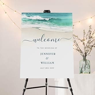 Watercolor Ocean Waves Wedding Welcome Sign, Personalized Beach Wedding Party Sign, Editable Ocean Beach Summer Welcome Poster, Seaside Ceremony Decor, Printable Welcome Sign Board