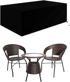 KHOOBREZ Polyester Indoor Outdoor Table Cover, 2-Chair 1-Middle Patio Dust Waterproof Covers Garden Furniture Balcony|Living Room Table Set Cover (Black)