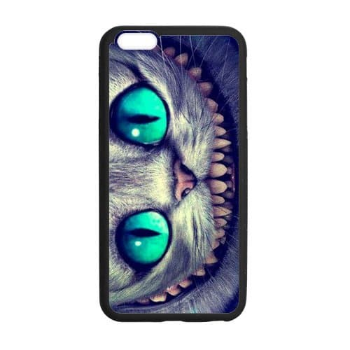 Protective Hard Rubber Fitted Phone Case Cover for iPhone 6 Plus / 6S Plus, iPhone 6+ / 6s+, Alice in Wonderland Cheshire Cat -6PlusS137