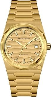 SPECHT&SOHNESpecht & Söhne 222 Gold Watch Men's Watches Automatic Mechanical Wriswatch Japan NH35 Movt Sports Wristwatch 37MM Waterproof