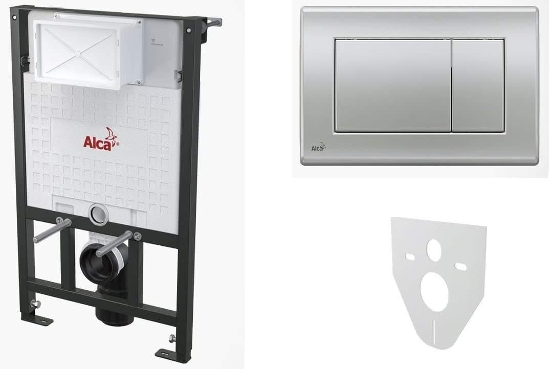 WC Frame System for Dry Wall Construction 100 cm with Actuator Plate Matt Chrome Quadro Concealed Cistern Cistern Wall Hanging Toilet Sound Insulation