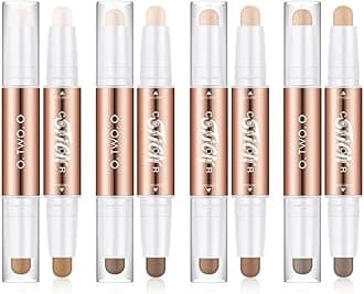 O TWO O 2 Color Dual Cream Contour Stick, Highlighter,Contour Bronzer Stick, Long Lasting & Waterproof Contours Sticks Makeup Kit for Brighten Make up (03 - Dusty pink + dark brown)