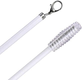 2 Pack White Curtain Pull Rod with Metal Snap Push Wand for Drapery and Grommet Curtains 1/2 Inch Wide (Aluminum-white, 40 Inch)