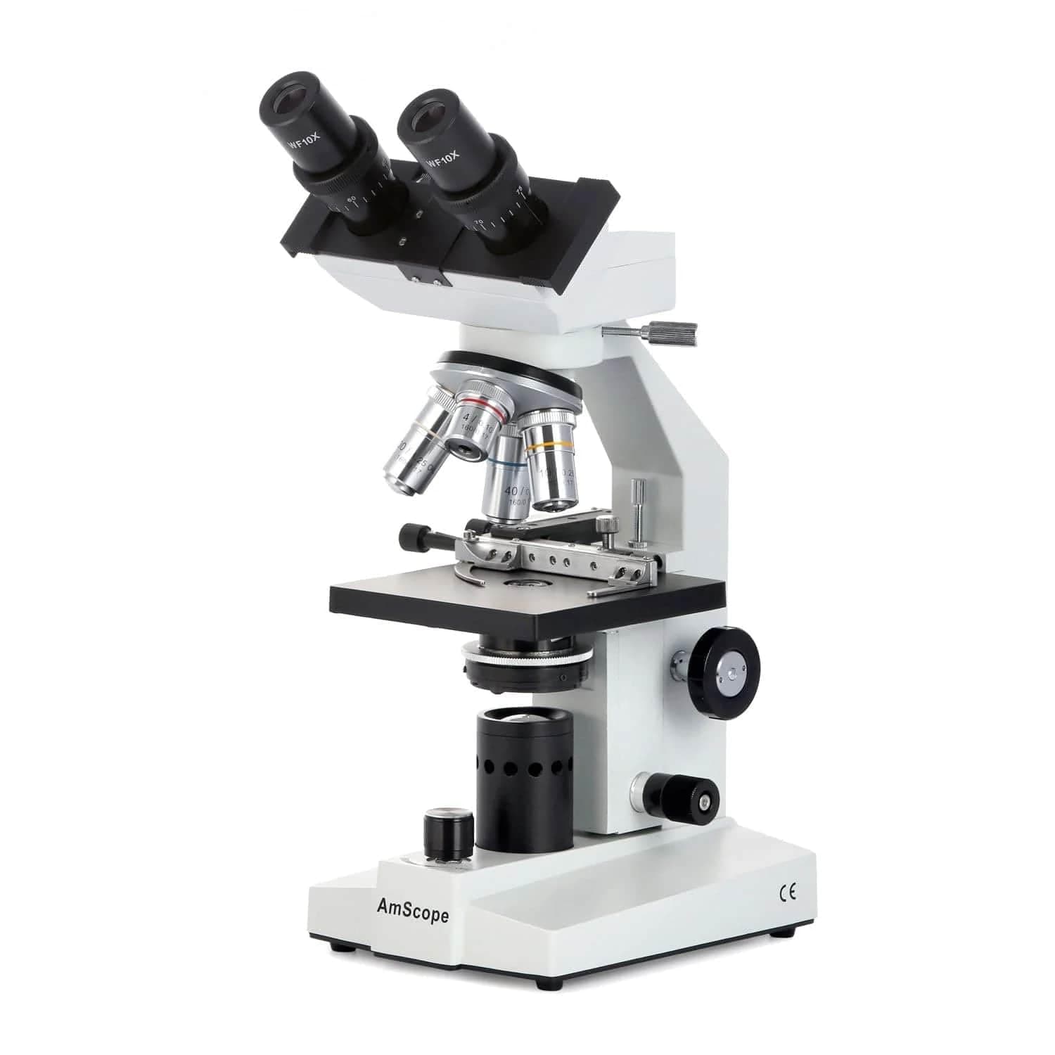 AmScope 40X-2000X Biological Binocular Compound Microscope with Mechanical Stage