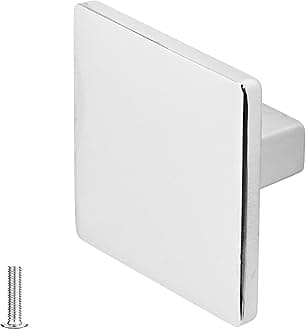 Decoranddecor Calla Square Cabinet Knob Door Pull Handle Kitchen Cupboard Furniture Drawer (1 Pack, Polished Chrome)