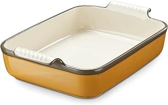 LIFVER 15" Baking Dish,Large Deep Lasagna Pan with Handle,Rectangular Baking Dishes for Oven,Ceramic Baking Pan for Cake lasagna,Casserole Bakeware Tray