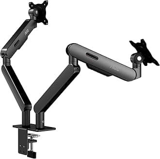 AOC AM420G Dual Monitor Arms - Full Adjustable Monitor Desk Mount Swivel Vesa Bracket with C Clamp, Grommet Mounting Base for 17 to 34 Inch Computer Screens - Each Arm Holds 4.4 to 19.8lbs