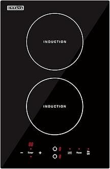 Empava Electric Stove Induction Cooktop Vertical with 2 Burners Vitro Ceramic Smooth Surface Glass in Black 120V, 12 Inch