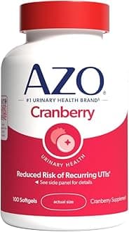 AZO Cranberry Urinary Tract Health Supplement, 1 Serving = 1 Glass of Cranberry Juice, Sugar Free Cranberry Pills, Non-GMO 100 Softgels