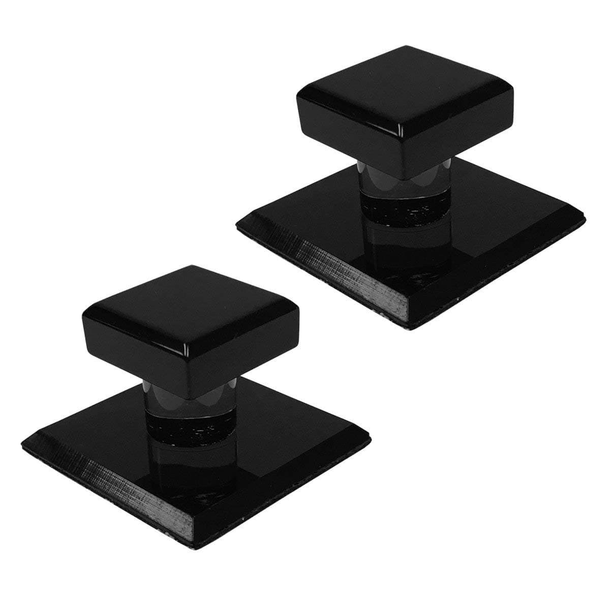 1-3/4" Black Acrylic Pull Handle, Self-Stick Small Square Beveled Mirror Knobs - Pack of 2