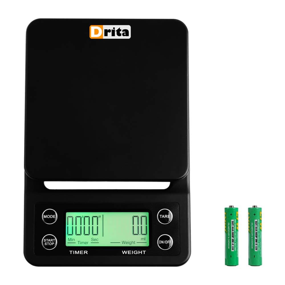 Nourish Digital Kitchen Food and Coffee Scale + Timer: Precision Sensors, Large Glass Weight Platform, and Large Backlit Display