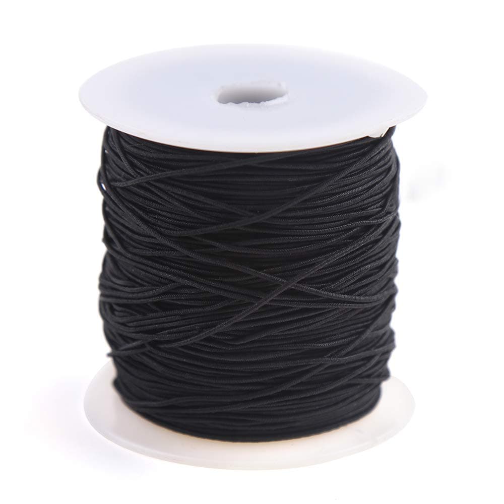 VEYLIN 1 mm Elastic Cord Thread Beading String Cords for DIY Crafts, 100 Meter, Black
