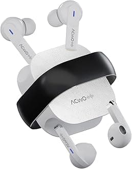 - ACwO Dwots Fire India's First in Ear + Half-in-Earbuds in One Case, 3+3 EQ Modes, Wireless Charging Enabled, AI-ENC with Quad Mic - Moon White
