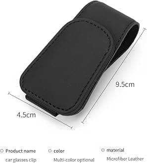 CHOSMOYI 2 Packs Sunglasses Holder for Car, Sunglass Clip for Car Visor, Magnetic Leather Car Eyeglass Holder and Ticket Card Clip, Suitable for Different Size Eyeglasses(Black
