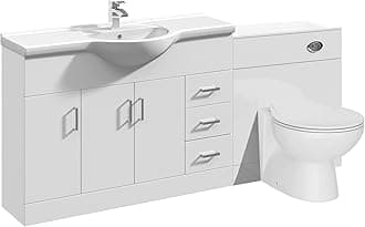 VeeBath Linx 1850 Vanity Unit Furniture Set, Wash Basin Bathroom Sink, WC, Toilet Pan, Soft Close, Quick Release Toilet Seat with Concealed Cistern-White (Flat Pack)