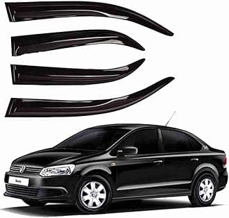 Front Rear Left and Right Unbreakable Door Window Visor Wind Rain Guard Deflector Trim Compatible with Volkswagen Vento (2010-2017)
