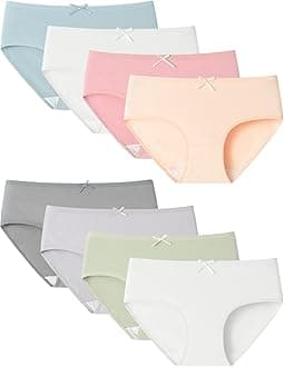 Teen Girls Knickers Solid Colour Underpants Pack of 8 Briefs