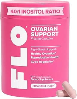 FLO Ovarian Health Support - Hormone Balance for Women, Supplement with DIM, Myo & D-Chiro Inositol, Folic Acid - Supports Healthy Ovulation, Cycle Regularity - 30 Servings
