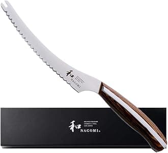 NAGOMI] 5 inch Serrated Cheese Knife - Made in Seki, Japan - Blade in 440A and Comfortable Pakkawood Handle - Japanese Sharp Knife