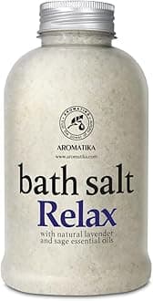 AROMATIKA Relaxing Bath Salts with Lavender & Sage Essential Oils – 600g Aromatherapy Bath Soak for Good Sleep & Stress Relief, Natural Bath Salts for Body Care, Beauty, Relaxation & Home Spa Wellness