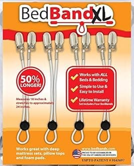 Bed Bandxl. Not Made in China. USA Worker Assembled. 50% Longer. Smooth Sheets on Any Bed. Bed Sheet Band, Holder, Gripper, Suspender, Strap. Sleep Better.