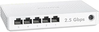 BrosTrend 5 Port 2.5Gb Network Switch, Multi-Gigabit Unmanaged Ethernet Switch, Ethernet Splitter for Gaming Office Home NAS PC w/ Fanless Design, Desktop Wall-Mount, Plug & Play, Lifetime Protection