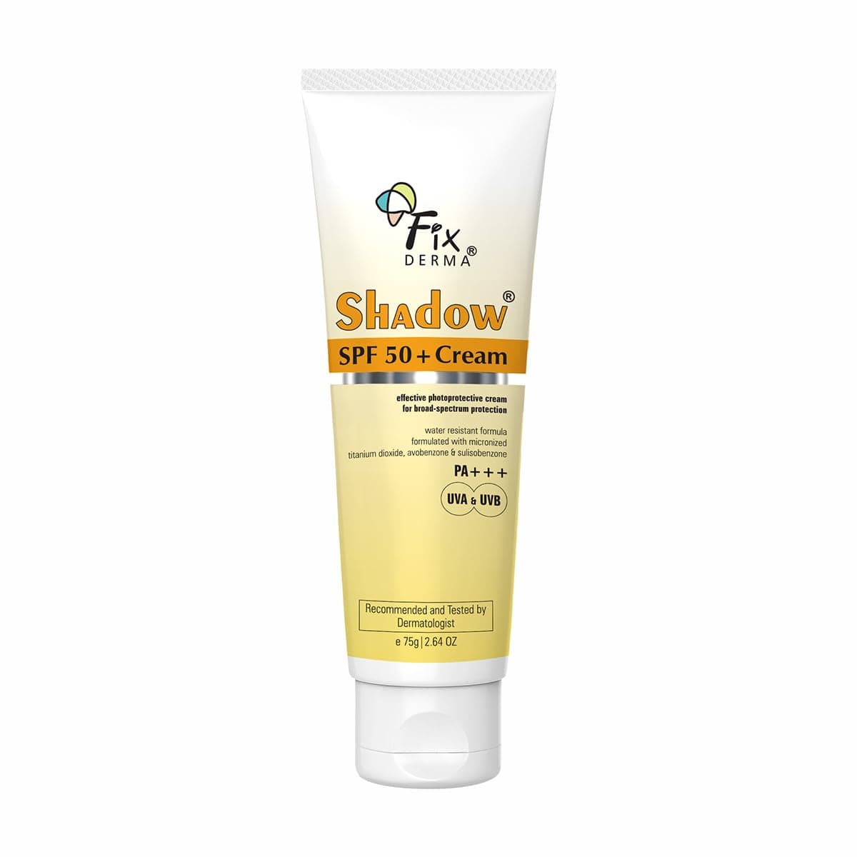 Fixderma Shadow SPF 50+ Cream | Sunscreen for Face | Sunscreen SPF 50 | Skin Sun Protection | Broad Spectrum Sunscreen for UV Protection Suitable for All Skin Types - 2.64 Fl Oz