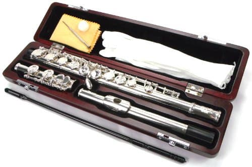 SOLID SILVER HEAD JOINT 16 KEYS CLOSED HOLE FLUTE WITH ITALIAN PADS & WOOD CASE