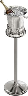 Ice Bucket with Stand Standing Champagne bucket for Party Stainless Steel Wine Bucket Wine Cooler with Stand 5L Wine Chiller for Bar Ktv Weding