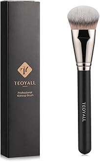 TEOYALL Flat Angled Foundation Brush, Large Dense Synthetic Bristles Kabuki Brush for Base Makeup with Liquid Cream