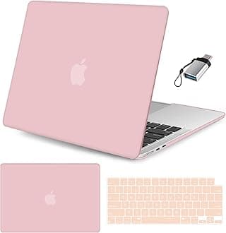 Seorsok Compatible with MacBook Air 15 inch Case 2023 2024 Release A2941 M2&M3 A3114 Touch ID,Ultra Thin Laptop Plastic Hard Shell Case&Keyboard Skin&Type C Adapter 1Pack,Pink
