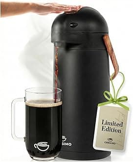 Thermal Coffee Carafe 102Oz w/Wood Trim, Keeps Coffee Hot for 12Hrs & Cold for 36Hrs-Premium Stainless Steel Carafe for Hot Liquids, Easy One-Handed Dispensing for Office, Home, Party, Durable Airpot
