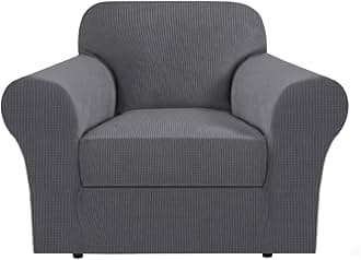 H.VERSAILTEX Stretch Armchair Cover - 2 Piece Chair Covers for Living Room Furniture - Spandex Jacquard Fabric Small Checks (Oversized, Charcoal Gray)