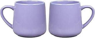 Bosmarlin Glossy Ceramic Coffee Mugs Set of 2, Tea Cup for Office and Home, 18 oz, Suitable for Dishwasher and Microwave(Purple, 2)